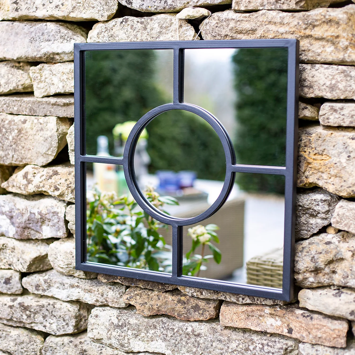 Black Square Garden Mirror 5 Black Square Garden Mirror - Image 3