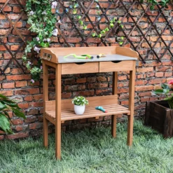Garden Potting Bench With Two Drawers & Shelf -Garden Care Shop 13967031 1225014369218912