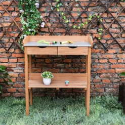 Garden Potting Bench With Two Drawers & Shelf -Garden Care Shop 13967031 1985014369148838