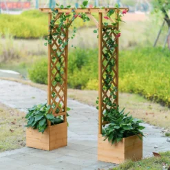 Homebase Wooden Garden Arched Trellis With Planters 11 Homebase Wooden Garden Arched Trellis With Planters -Garden Care Shop 13967032 1555014369127463
