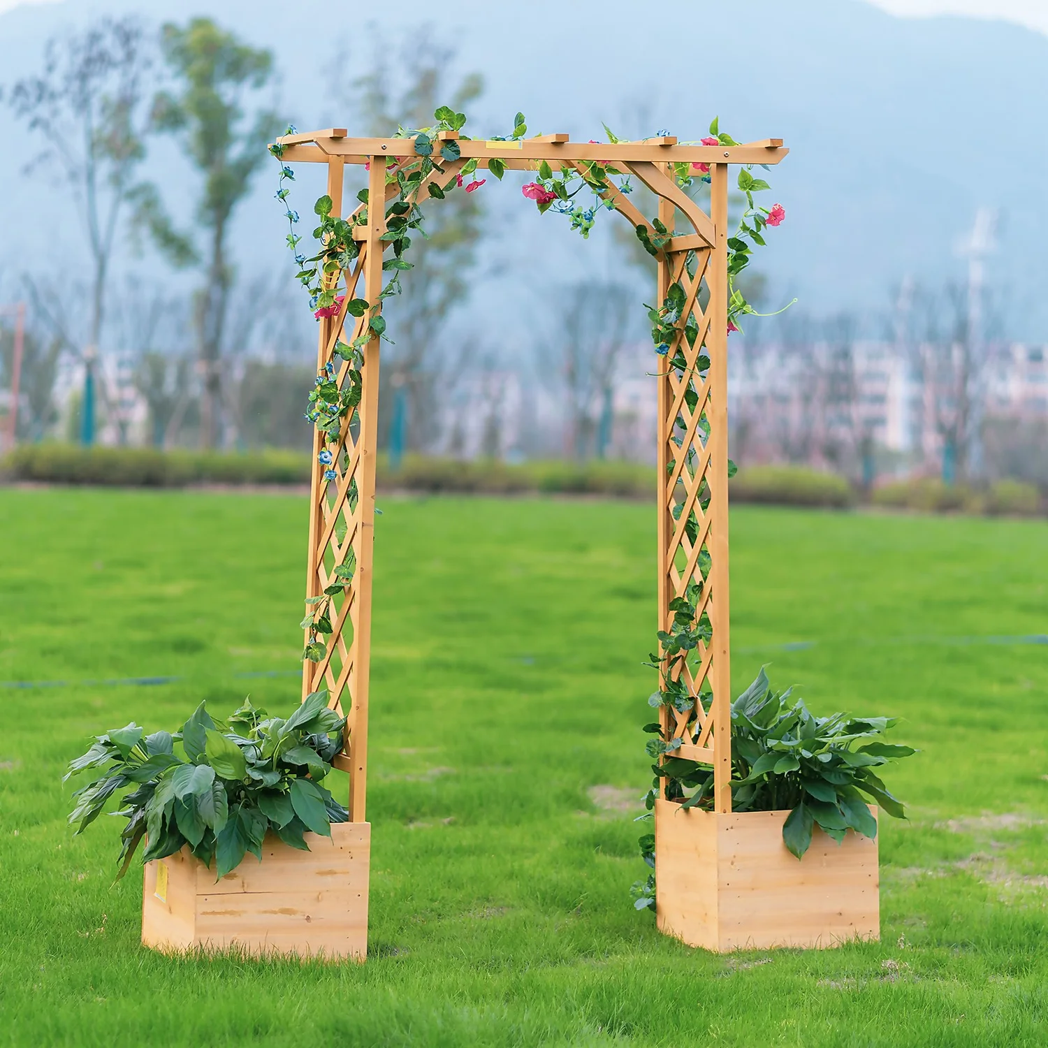 Homebase Wooden Garden Arched Trellis With Planters 6 Homebase Wooden Garden Arched Trellis With Planters - Image 4