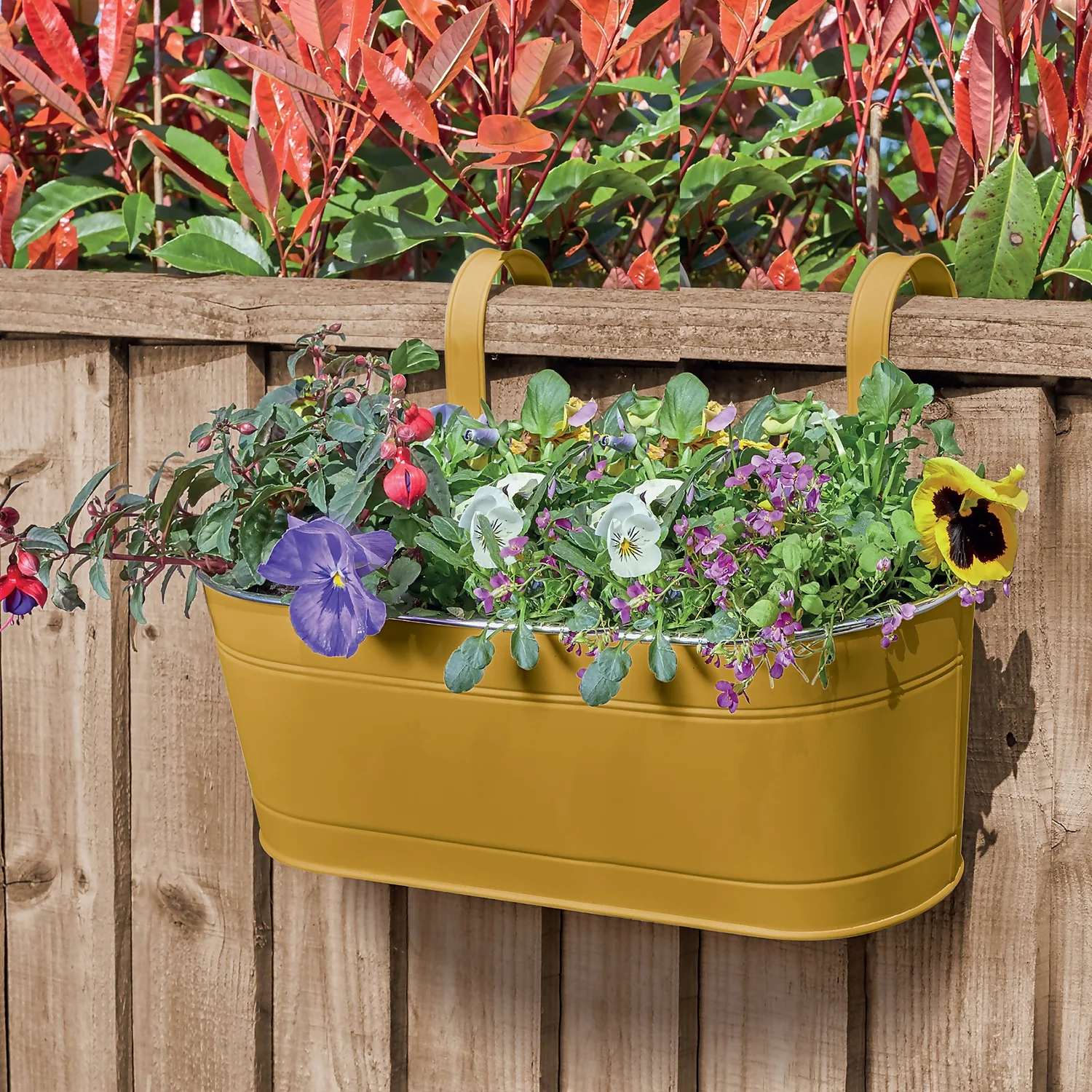 15in Fence & Balcony Planter - Mustard 4 15in Fence & Balcony Planter - Mustard - Image 2