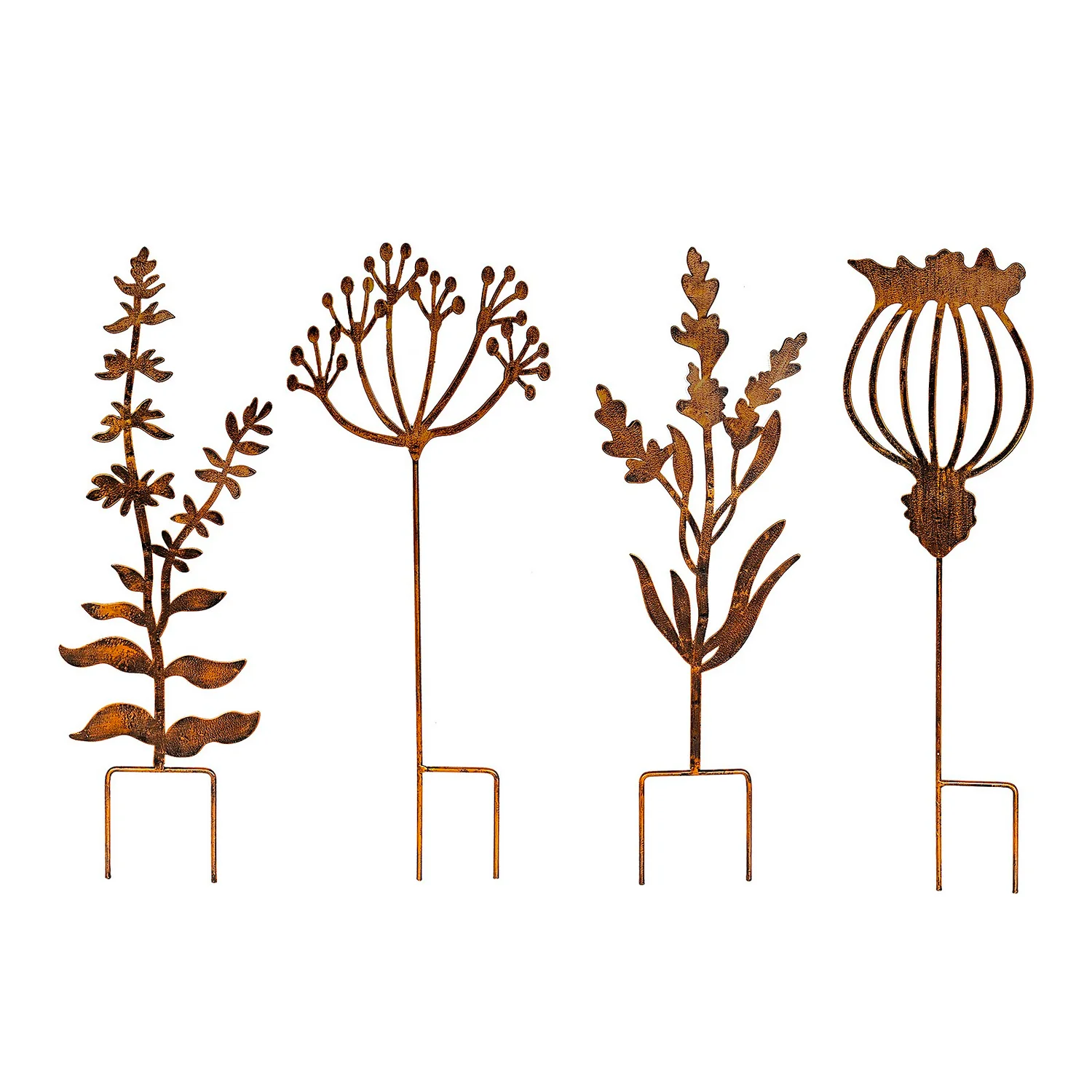 Floral Bronze Ground Stakes - 45cm (Assorted Designs) 3 Floral Bronze Ground Stakes - 45cm (Assorted Designs)