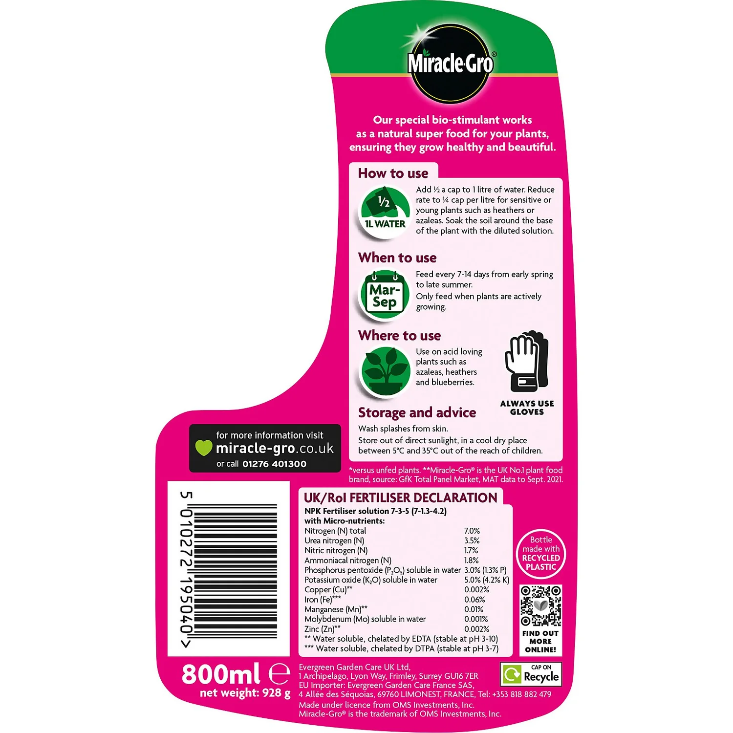 Miracle-Gro Azalea, Camellia & Rhododendron Concentrated Liquid Plant Food 800ml 6 Miracle-Gro Azalea, Camellia & Rhododendron Concentrated Liquid Plant Food 800ml - Image 4