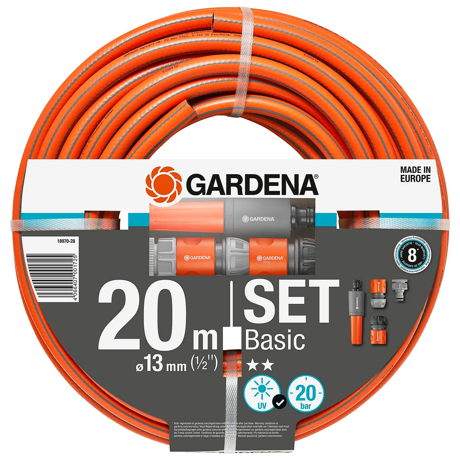 Gardena 20m Basic Hose Set 3 Gardena 20m Basic Hose Set